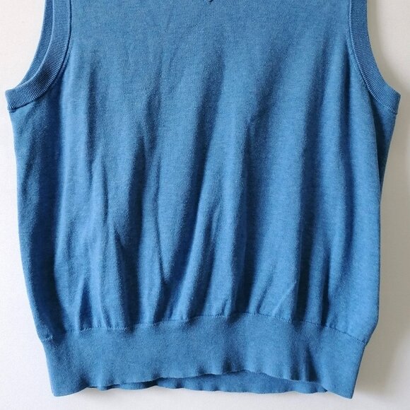 Brooks Brothers Supima Cotton Men's Blue V Neck Sleeveless Sweater Vest Size M - Picture 3 of 7